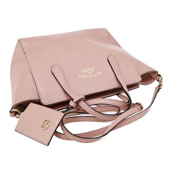 GUCCI Logo Swing Mini 2Way Shoulder Hand Bag Leather Pink GHW Italy 16KA851 - Picture 5 of 13